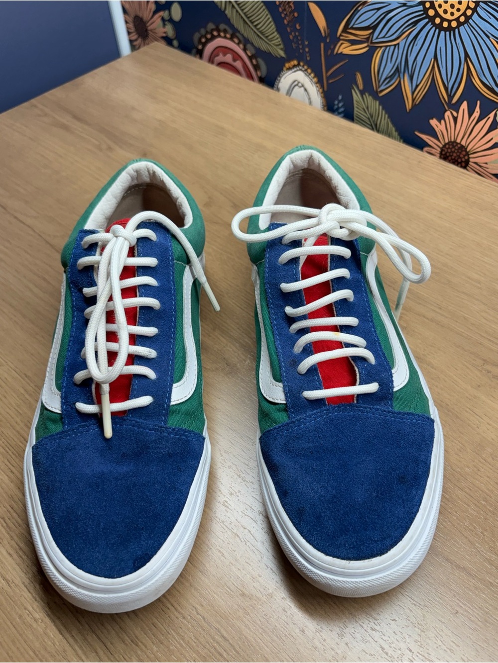 Vans Unisex Low-Top Sneakers in Blue, Green & Red Women's size 10 Men Size 8